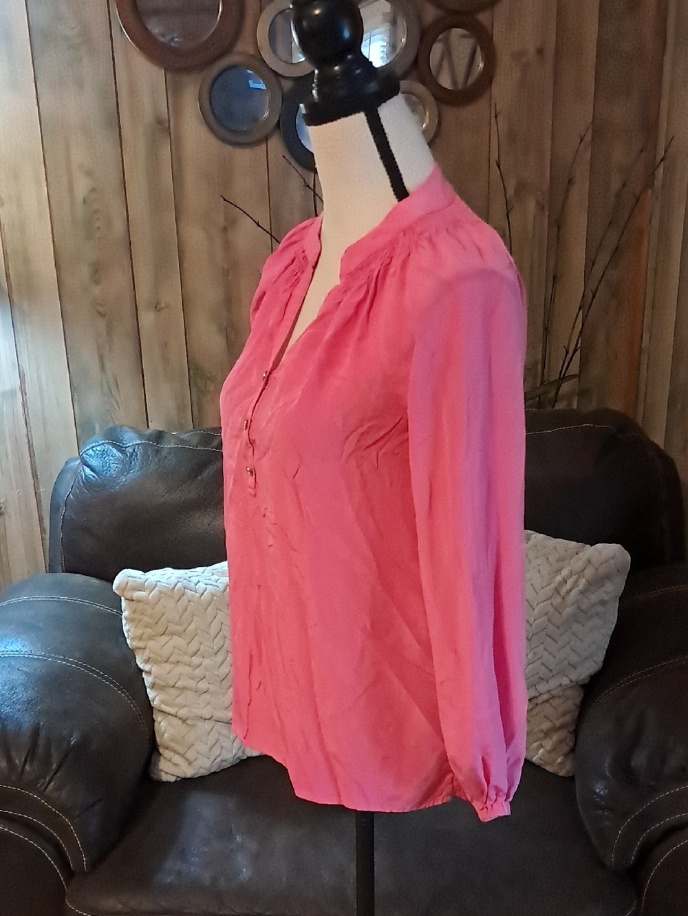 Lilly Pulitzer Elsa Roxie Pink 100% Silk Tunic Top Lightweight Preppy Popover - Picture 7 of 13